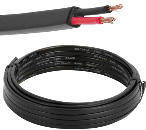 ETUKER Fahrzeugkabel 2 adrig,Kabel Anhänger 2 polig Camping Fahrzeugleitung 5M Kabelquerschnitt 2X 0,75mm² Anhängerkabel
