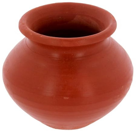 Clay Matki Matka Earthen Pot Terracotta Multipurpose Indian Water Storage Pot Food Curd Pot Hindu Religious Pooja Puja Kalash Round Traditional Mitti Pot (Medium)