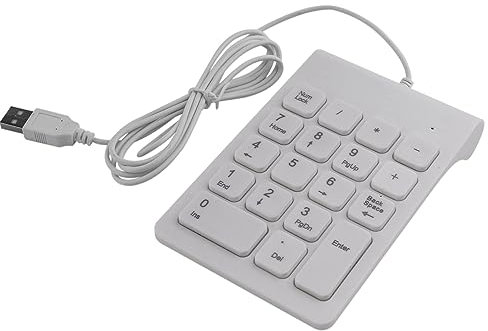 Ricardonty Mini USB con cable teclado digital con teclado numérico 18 teclas para contabilidad Teller ordenador portátil Windows Android Notebook Tablets PC (blanco)