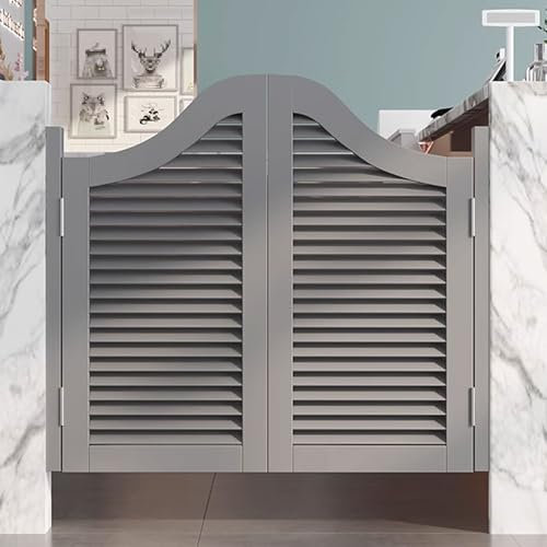 Porte Saloon 2 Vantaux avec Charnières Métalliques Peut Être Désactivé Automatiquement Matériau en Bois Massif Porte Battante Intérieure Différentes Tailles(Gray,130 * 100CM)