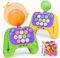 fygurso Handheld Speed Pushing Game Machine with Balloons 2-Player Fidget Game Light Up Quick Push Game Fast Push Puzzle Game Console for 6 7 8 9 10 11 12 Years Old Kids Adults-Yellow+Green