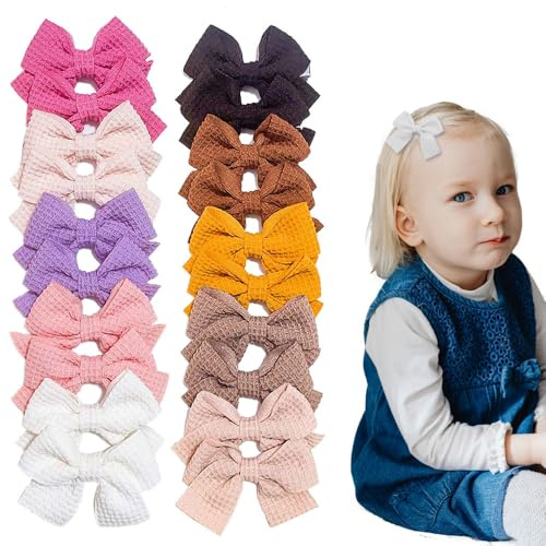 Bmeigo 20PCS Baby Girls Hair Clips Mini Bow Cute Hair Clip for Toddlers | Small 2inch, Metal Hair Barrettes, Colourful Knot Bow, Non Slip, Hair Styling Accessories for Adults Kids