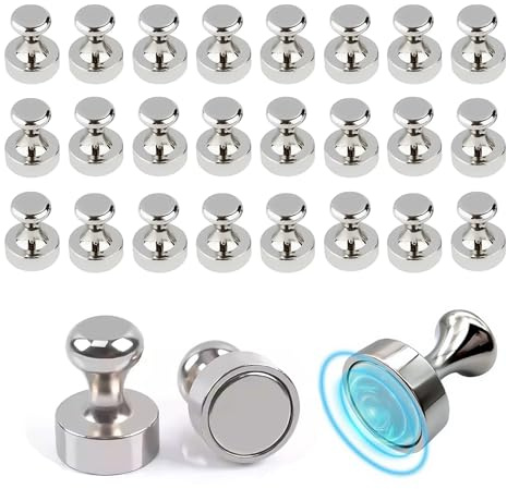 Kzouenzu Starke Magnete [24 Stück], Neodym-Magnet, mit Aufbewahrungsbox, leistungsstark für Kühlschrank, Küche, Kühlschrank, Tafel, Whiteboard, Fotokarte