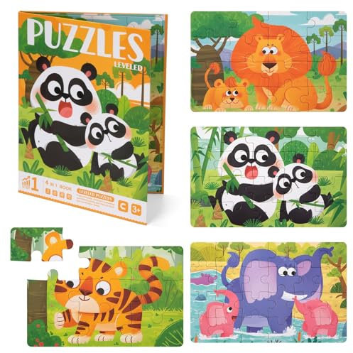 Kinderpuzzle Magnet Puzzle, 69 Teile Tiere Puzzle Buch Montessori Kinderspielzeug Reisespiele Lernspielzeug Geschenk für Kleinkind Jungen und Mädchen ab 3 4 5 6 Jahre