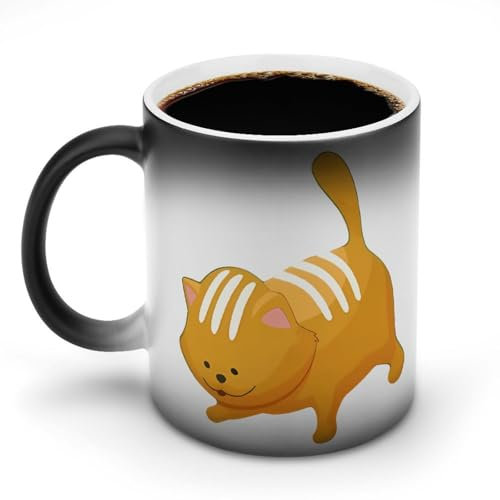 KWQDOZF Taza de café de cerámica mediana, la mejor opción para regalos navideños Taza de gato naranja