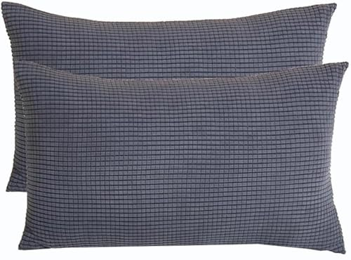 ZZDZW Set di 2 Copri Cuscini 50x70 per Divano 40x70 Copricuscino 50x80 Elasticizzato con Cerniera,Federe Moderne per Camera da Letto Decorativo Velluto A Coste Elegante(Dark Grey,50cmx70cm Set of 2)