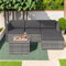 Rattan Gartenmöbel Set, Balkonmöbel Gartenlounge Outdoor Set, Terrassenmöbel Ecksofa Set, Couchgarnitur mit Sitz und Rückenkissen, Lounge-Tisch mit Glasplatte, für Garten Terrasse Balkon, Grau