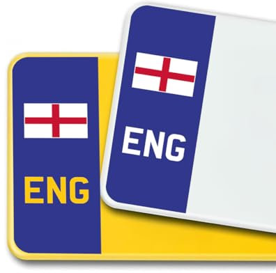 Premium 3M Vinyl Stickers for UK Car Number Plates Decorative Purposes – England (Cross of St George) – Bubble-Free & Easy Application – Set of 2 (Front & Rear) (ENG, Blue)
