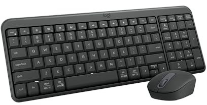Logitech MK250 Bluetooth Wireless Mouse and Keyboard Combo: Fast & Easy Connectivity, Compact Wireless Keyboard, Ambidextrous Mouse, Durable Build - Windows/MacOS - Graphite | Bluetooth connection only, compact keyboard with number pad, small ambidextrous M196 mouse with 3 non-customizable buttons