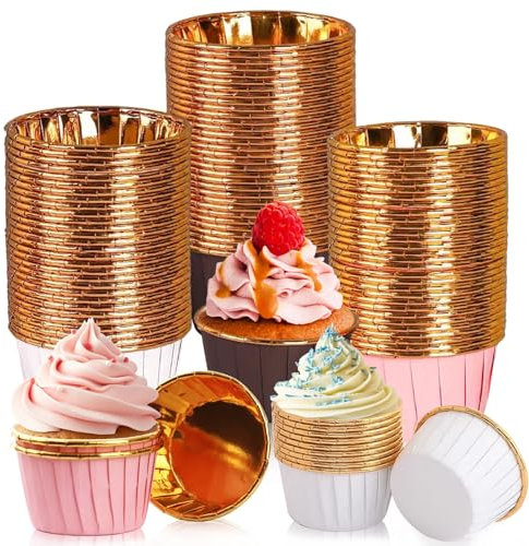 Papier Muffinförmchen, 150 Stk Muffin Cupcake Formen, Backförmchen Muffinformen, Cupcake Muffin Förmchen aus Aluminiumfolie, Papierförmchen Fällen Liners Wrapper Papier für Hochzeit Geburtstag Party