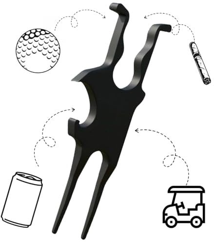 VEQENIFY Pitchgabel Golf, Golf Unisex Double Prong Pitchgabel,Ergonomisches Werkzeug zur Pflege von Pitchmarken auf dem Golfplat,Golf Divot Werkzeug,Golf zubehör, ideal für Golfer