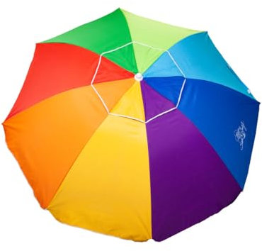 SUN & SURF Premium-Strandschirm mit Belüftung, 240 cm, neigbarer Mast, Wisterspitze und doppelter Sicherheitsdichtung, UPF 50+ UV, bunt