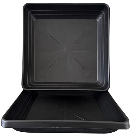 Deep Square Plant Saucers – Extra Thick & Durable Drip Trays | Heavy-Duty Plastic for Indoor & Outdoor Pots | Leak-Proof, Stackable, Reusable Design | Multiple Sizes for Square Planters (2, Deep 40CM)