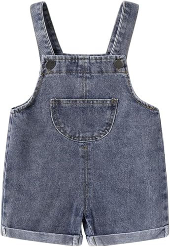 AOOPOO Bebè Bambini Ragazzi Pantaloncini Corti in Denim Estivi dal Taglio Ampio per Neonati e Bambini, Pantaloncini Jeans Strappati, Salopette morbide Pantaloncini con Bretelle, 3 Mesi-5 Anni