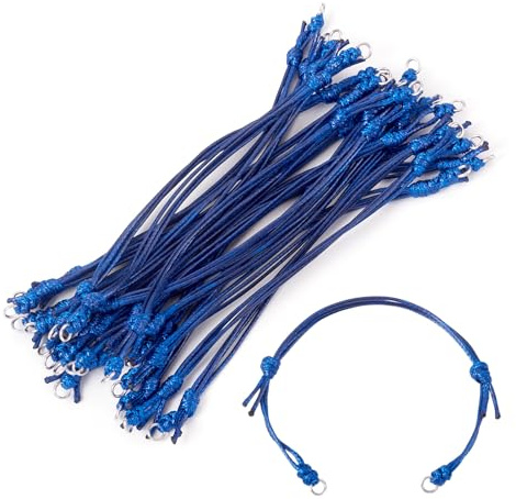Sparkeads 20 cordons de bracelet en polyester ciré non finis de 23,5 cm réglables pour bracelets de couple, création de bijoux DIY, artisanat, bleu nuit