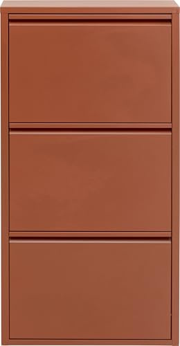 Kare Design Shoe Container Caruso 3, Brown, Steel, 3 Tipping Compartments, Space for 6 Pairs of Shoes, Slim, Space-Saving, Storage Space, Hallway, Floor, 104x50x15 cm