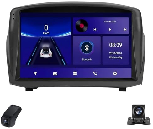 2K Schermo Radio per Auto per Ford Fiesta Mk 6 2008-2019 Android 14 Doppio Din con CarPlay Android Auto/5G WiFi/4GLTE/GPS/Bluetooth/AM/FM/RDS/DSP/Telecamera Posteriore/ADAS DVR(C30Pro)