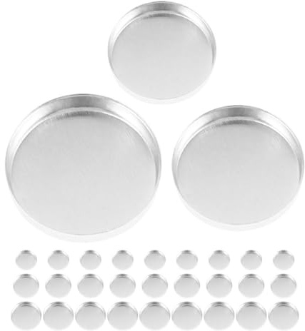 Generisch 30 Runde Lidschattenpfännchen 15 26mm aus Metall Leere Nachfüllbare Kosmetikbehälter Formstabil und Bruchfest für Lippenbalsam und Make Up Unterwegs