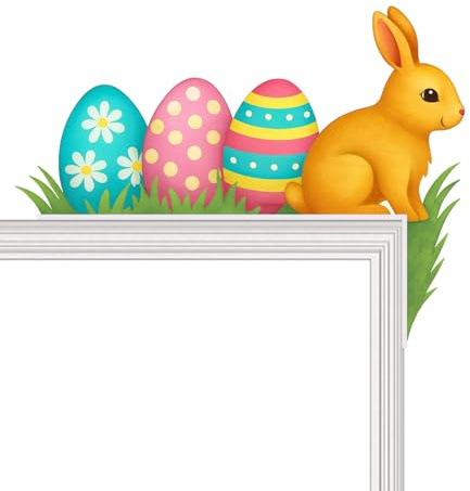 PIujsym Osterdeko Holz Türrahmen Deko - Osterdekoration Hase & Ostereier Bunt - Lustige Ostern Deko für Tür & Fenster - Holzdeko Türrahmenaufleger Ecke - Deko Ostern Innen