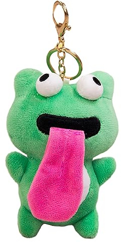 Jazuaiao Porte-clés de poupée grenouille en peluche qui sort la langue, jouet d ' attraction magnétique, charme de à, pendentif drôle