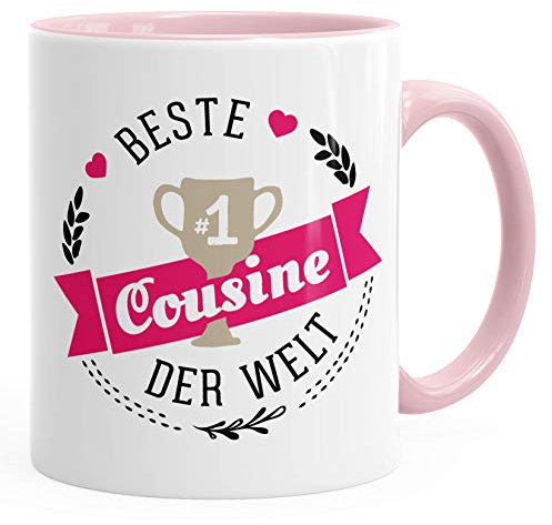 Kaffee-Tasse beste Cousine der Welt Geschenk für Cousine MoonWorks® rosa unisize