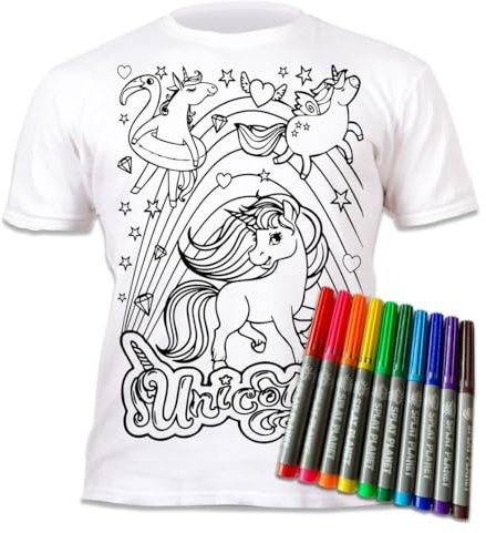 Splat Planet Einhorn-T-Shirt, Magisches T-Shirt zum Ausmalen mit 10 waschbaren Zauberstiften – Färben Sie Ihr T-Shirt, färben & waschen & neu einfärben