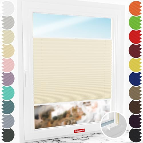 Schuette® Plissee mit Bohren zum Anschrauben ● Premium Kollektion: Sahara's Sand ● 60x80cm (Breite x Höhe) ● Suprafix Faltrollo Befestigung ● Bequeme Rollo Montage inkl. Video