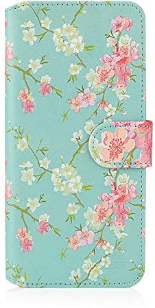 32nd Floral Series 2.0 - Design PU Leather Book Wallet Case Cover for Samsung Galaxy A20e (2019), Designer Flower Pattern Wallet Style Flip Case With Card Slots - Spring Blue