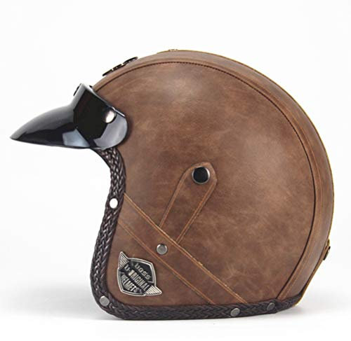 Helme Vintage Pu Lederhelme 3/4 Motorrad Chopper Fahrradhelm Jethelm Vintage Motorradhelme mit Visieren
