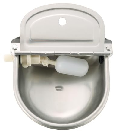 NATGAI Automatic 304 Stainless Steel Waterer Bowl, Automatic Cow Drinking Water Bowl with Float Valve Water Trough Farm Grade for Horse Cattle Goat Sheep Dog (Without Drainage Hole)