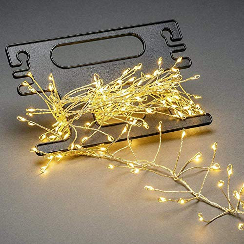 Konstsmide Micro LED Büschellichterkette Cluster, mit Aufroller, 400 bernsteinfarbene Dioden, 12V Außentrafo, silberfarbener Draht - 6471-890