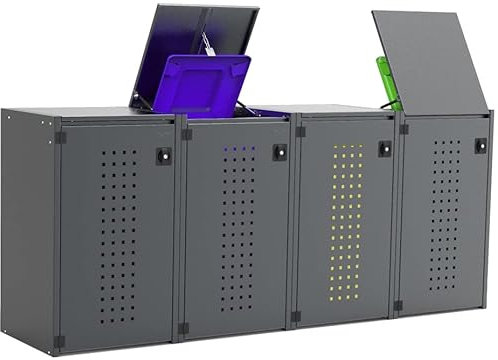 Mülltonnenbox Boxxi aus Aluminium in Anthrazit RAL 7016 als Bausatz von reinkedesign (4 x 120l, Kippdach)