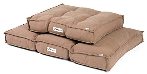 JAMAXX Hundekissen,Dicke weiche Komfort-Füllung, Bezug waschbar, Hunde-Matratze Bodenkissen Bezug Farben im modernen Vintage-Canvas Design, PDB1086 (M) 65x55 braun