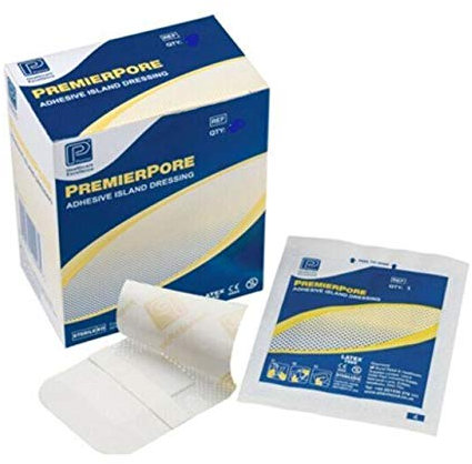 Premierpore Adhesive Island Dressing, 10cm x 10cm, Pack of 100