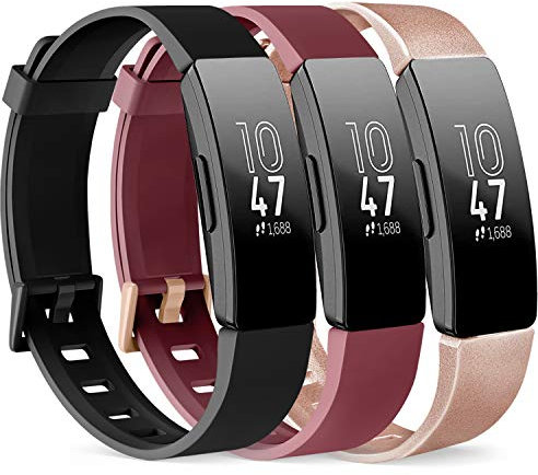 Vancle Lot de 3 bracelets de rechange en silicone pour Fitbit Inspire Gen 2 ARMs evaluating if 1 - Sport Wristbands - Noir/Or/Rouge foncé - S