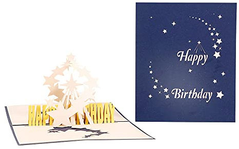 Pop Up Karte mit Geburtstagskuchen,3D Meteor Geburtstagskarte,Happy Birthday Karte mit Umschlag