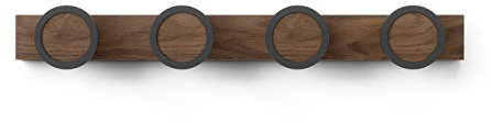 Umbra Hub Garderobenleiste mit 4 Haken, Garderobenhaken, Wandgarderobe aus Holz für Eingang, Schlafzimmer, Badezimmer und Mehr, Einheitsgröße