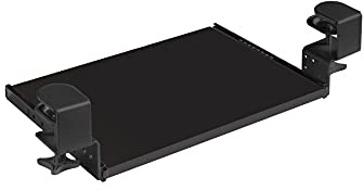 FIX&EASY Tastaturauszug klemmbar mit Tastaturablage 390X300mm schwarz matt Dekor, Tischklemmen höhenverstellbar schwarz, Schienen schwarz 300mm, Auszug für Mini Tastatur Maus Laptop Dockingstation