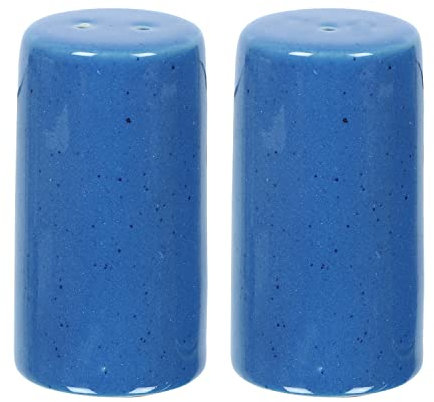 Salero y pimentero – Juego de salero y pimentero de cerámica vintage – Dispensador de tarros decorativos para el hogar retro para cocina, tapete azul cielo (juego de 2)