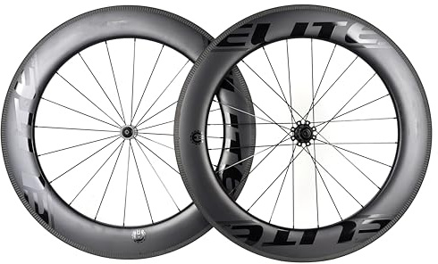 ELITEWHEELS Carbon Rennrad Felgenbremse Aero Wheel Set 700c 82mm 28mm Breite Räder Tubeless Kompatibel Drahtreifen