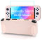Teyomi Silicone Coque Compatible avec Nintendo Switch OLED modèle 2021, Étui de Protection Switch OLED, Housse de Protection avec Film Verre trempé, 2 emplacements pour Cartes de Jeu (Rose)
