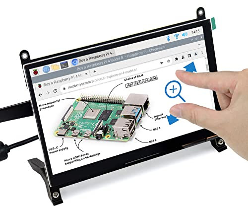 Freenove 7 Inch HDMI Touchscreen Monitor for Raspberry Pi 5 4 Jetson Nano PC (No Shell), 1024x600 Pixel IPS Display, 5-Point Touch Capacitive Screen