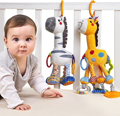 TUMAMA Baby Spielzeug Kinderwagen Kinderbett und Babyschale, Hängespielzeug 2 Pack, Geschenk für Baby 0 3 6 9 12 Monate, Neugeborenes Autositz-Spielzeug für Jungen und Mädchen, Sensorisches Spielzeug
