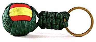 Llavero Bandera de España, Llavero Hombre Mujer Bandera España. Llavero Coche Moto (Bola Verde Grande)