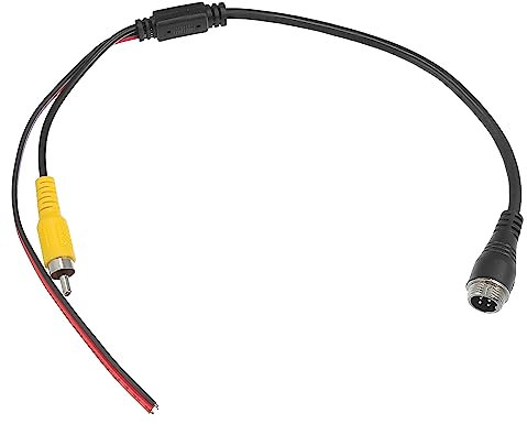 X AUTOHAUX Auto Netzkabel Kabel M12 4 Stifte Stecker auf RCA AV DC Stecker Auto Kamera Adapterkabel mit Triggerdraht