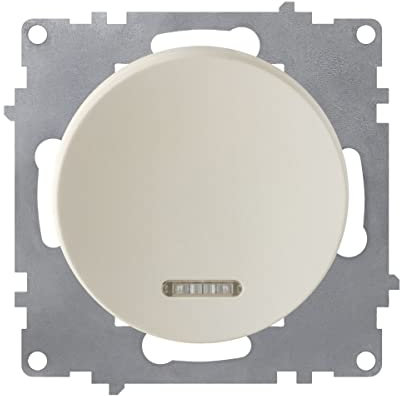 OneKeyElectro: Design-Kontrollschalter mit LED-Glimmlampe, 1fach, 1 Weg, Unterputz, matt-Antifingerprint, Schutzart IP20, 230V/16A, ohne Rahmen, beige