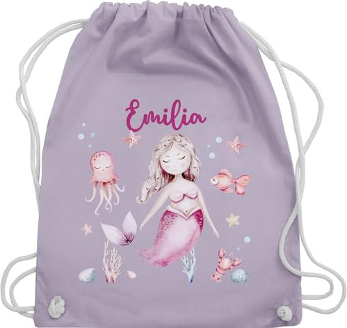 Turnbeutel Rucksack - Meerjungfrau Nymphe Nixe - Unisize - Pastell Lila - meerjungfrau-rucksack personalisierte meerjungfrauen nymph beutel baumwolle mädchen und eigenem motiv sportbeutel