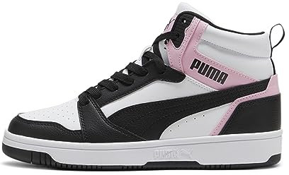 PUMA Unisex Rebound V6 Sneaker, White Black Pink Lilac, 38 EU