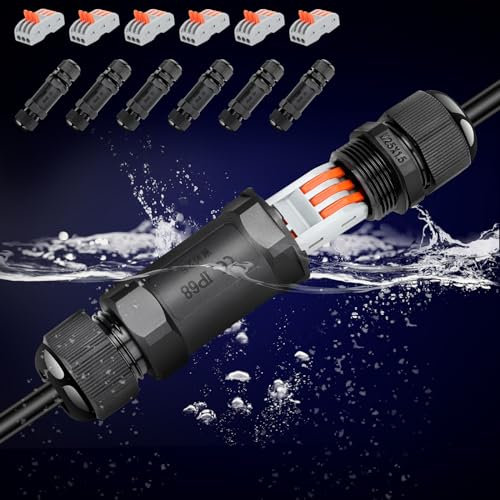 YUSHIHU Outdoor Junction Box, waterproof cable connector, IP68 waterproof connectors, wire connectors for Cable Diameter Ø6mm-11mm(6PCS)