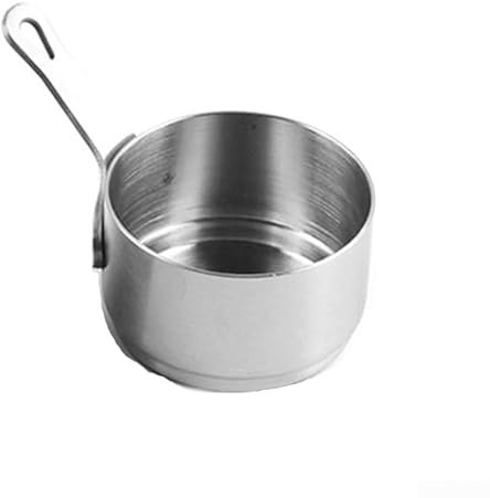 Zoegneer Mini casseruola in acciaio 304 da 100 ml, resistente alle alte temperature, antiaderente, piccola pentola per il latte (argento (60 ml)